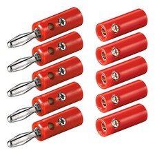 5x Bananenstecker Bananenbuchse Set Rot 4mm Kupplung Banana Lautsprecherkabel