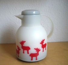 Emsa Samba Thermoskanne Isolierkanne Quick Press 1 L weiß Elche rot selten RAR