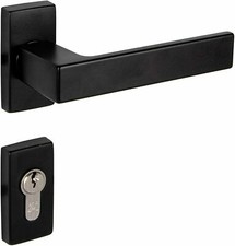 Türgriff schmal Edelstahl Ovalrosette Türklinke schwarz PZ Gartentür Oval Set