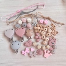 Schnullerkette Bastelset Starterset Zubehör Perlenset Silikon Holz Mädchen