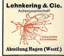Lehnkering & Cie. A.G. GÜTERSTATION KÜCKELHAUSEN Trademark 1912