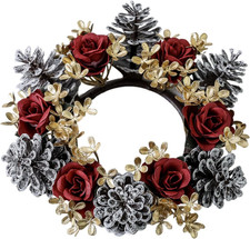 Weihnachts Kerzenringe Kränze Künstliche Tannenzapfen Florale Winter Deko