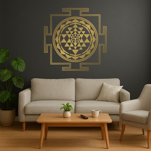Sri yantra wandtattoo symbol - sri,