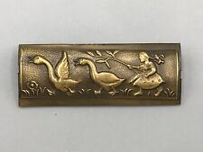 Schöne Alte Jugendstil Brosche Schmuck Anstecknadel Messing Bronze Gänseliesel