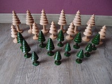 Konvolut alte Holz Bäume Tannen  gedrechselt Erzgebirge natur grün 24 St.