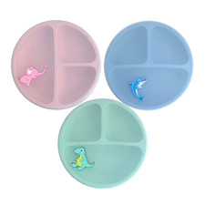 Silikon Baby Teller mit Saugnapf und Deckeln, Geteilte Babyteller,NesriToy, 3 St