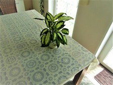 Vinyl Spitzen Tischdecke in Häkel Optik PVC 2,20 m x 1,40 m, CREME 