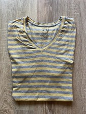 AX Armani Exchange T-Shirt Herren Größe M V Neck , Gelb Grau Gestreift