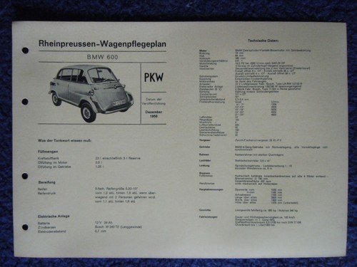 Bmw 600 1959 schmierplan - 600,