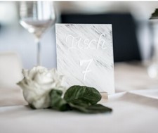 Acrylglas Tischnummern, weiß/ beige - Hochzeit, Feier