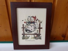 Stickbild M. I. Hummel im Bilderrahmen 23x29cm Maschinenstickerei