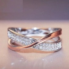 Ring Edelstahl Rotgold Vergoldet Damenringe Eheringe Verlobungsringe Schmuck Neu