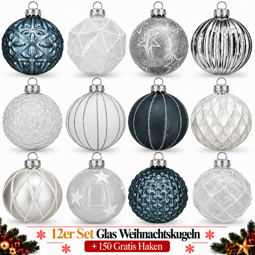 Weihnachtskugeln glas 12er set - glas,