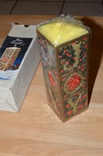 Vintage JOY Weihnachtskerze Wachskerze quadratisch mehrfarbig 70er Jahre