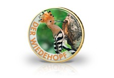 2 Euro vergoldet Wiedehopf mit Farbmotiv