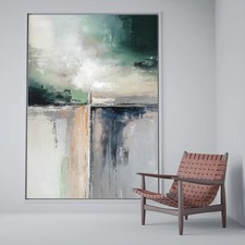 TOP Preis! Avantgard Abstrakt 100x130 cm 02 weiß gerahmt Leinwandbilder Airbrush