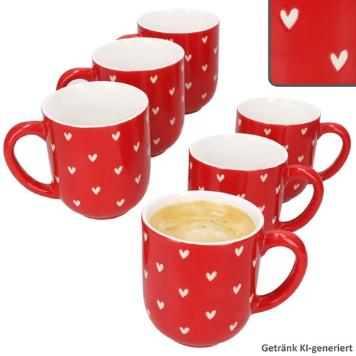 6er set love kaffeebecher - set,