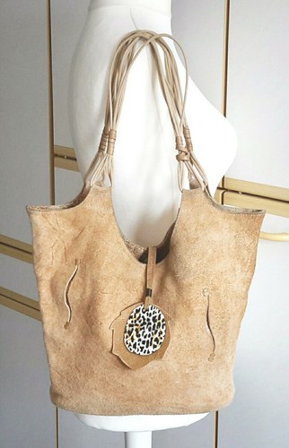 Handtasche leder italien beige - handtasche,