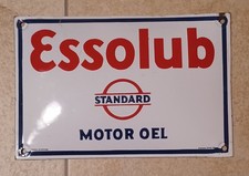 Traumhaft schönes Emailschild Essolub Standard Motor Oel, Gladiator Email, 30er