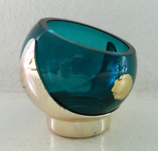 Quist Snack Kugel, Vase Ascher Erdnuss Spender Buntglas blau Vintage 70s