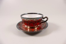 Spahr 10.00 Sammeltasse Sammelgedeck 2 Teile orange Silberüberzug Art-Deco Mocca