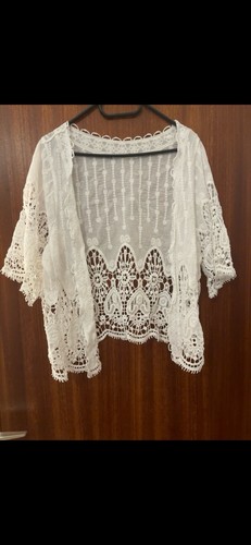Weißer spitzen kimono - spitzen-kimono, /