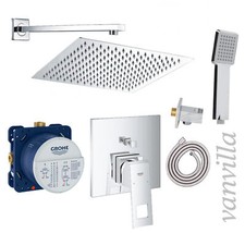 vanvilla Duschset Regendusche mit Duscharmatur Grohe Unterputz GE101 poliert