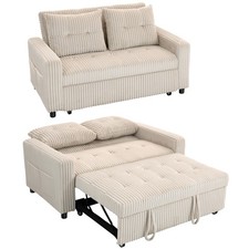 Schlafsofa, 2-Sitzer Sofa 157x190cm mit Schlaffunktion, Verstellbare Rückenlehne