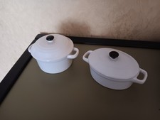 2 x Mini-Cocotte @ rund & oval @ Steinzeug @ Kasserolle Auflaufform Topf @ neu