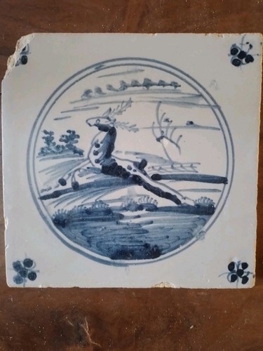 Alte delfter fliese hirsch - delfter,