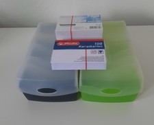 HAN A7 Karteikasten, schwarz und grün + 260 Karteikarten, Vokabel Karteibox