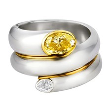18K Two Tones Gold Oval