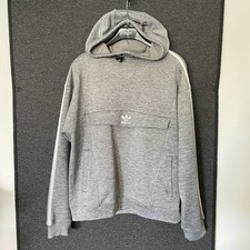 Adidas Anorak Hoodie Pullover Herren Gr. M Grau Retro Vintage Style blaues Label