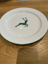 5 Essteller Gmundner  Keramik   "Grüner Hirsch"  Durchmesser 28 cm