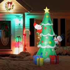 HOMCOM 2,1 m Aufblasbarer Weihnachtsbaum mit Schneemann Geschenkbox LED