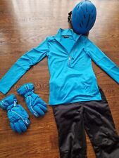 Ski Set Helm Brille Shirt Toni Sailer Handschuhe Roeckl Türkisblau Jet 34 36 S 
