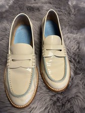 LEMARÉ extravagante Damen Schuhe Slipper Loafer Halbschuh Lackleder creme Gr. 39