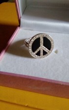 Thomas Sabo Ring 'Peace Symbol',925er Sterlingsilber, mit Brillianten und Onyx