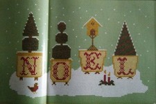 Stickvorlage, Kreuzstich, " Weihnachtsbild mit Bäumchen und Vogelhaus    "  