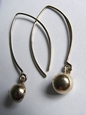 Silber 925 Ohrringe halb Creolen mit Anhänger Gold Farbe L. 48,5 mm