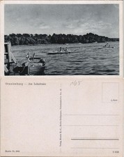 Ansichtskarte Lehnitz-Oranienburg Anlegestelle, Motorboot, Ruderer 1940
