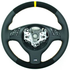 Lenkrad Alcantara für BMW E46 E39 M neu beziehen / bezogen 12 Uhr gelb