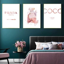 Poster Fashion Parfüm Rosa Coco Sign  Je 21x30cm A4 Mode Deko Vogue Art Wanddeko