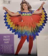 Mädchen Kostüm Papagei  Vogel bunt verkleidung Karneval Halloween Mottoparty