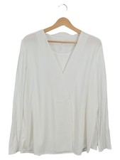 OPUS Damen Bluse Langarm Uni Weiß Gr. 44 Casual Viskose