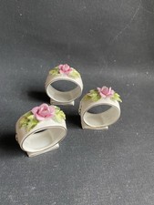 3 x Royal Albert Serviettenringe MOSS ROSE Bone China Moos Rose
