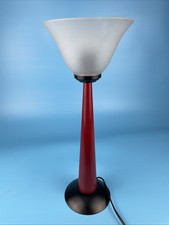 Tischlampe, Kelchlampe, Mazda, Art Deco Stil, Holz, Glas, 45 cm groß, Vintage