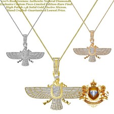 Echter echter natürlicher Diamant Faravahar Ahura Mazda Gott zoroastrischer Anhänger Charm