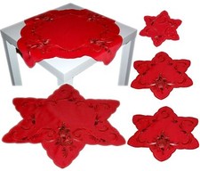 Weihnachten Tischdecke Stern Plauener Spitze Mitteldecke Stickerei  Tischwäsche