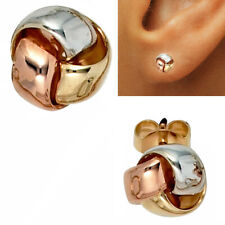 NEU 9 mm Ohrstecker 585er echt Gold Gelb-Weiß-Roségold Knoten Ohrringe 14 Karat